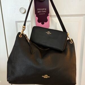 Coach Black Pebbled Leather Hobo Bag